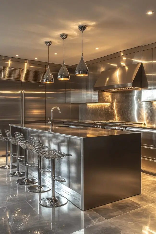 Futuristic Stainless Steel Kitchen Design