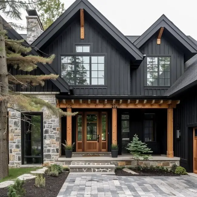 Sophisticated Farmhouse with Cedar and Stone