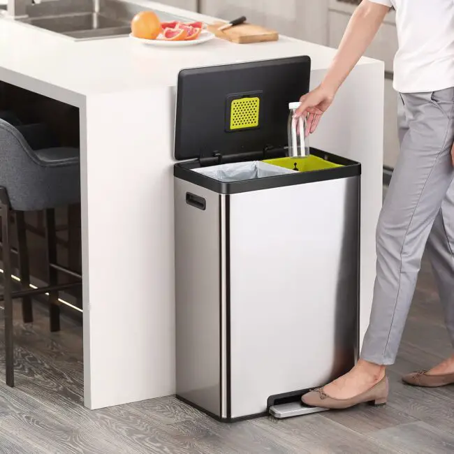 Stainless Steel Dual-Compartment Bin