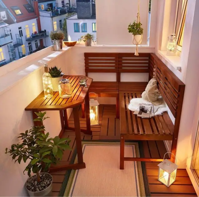 Warm and Wooden Balcony Space