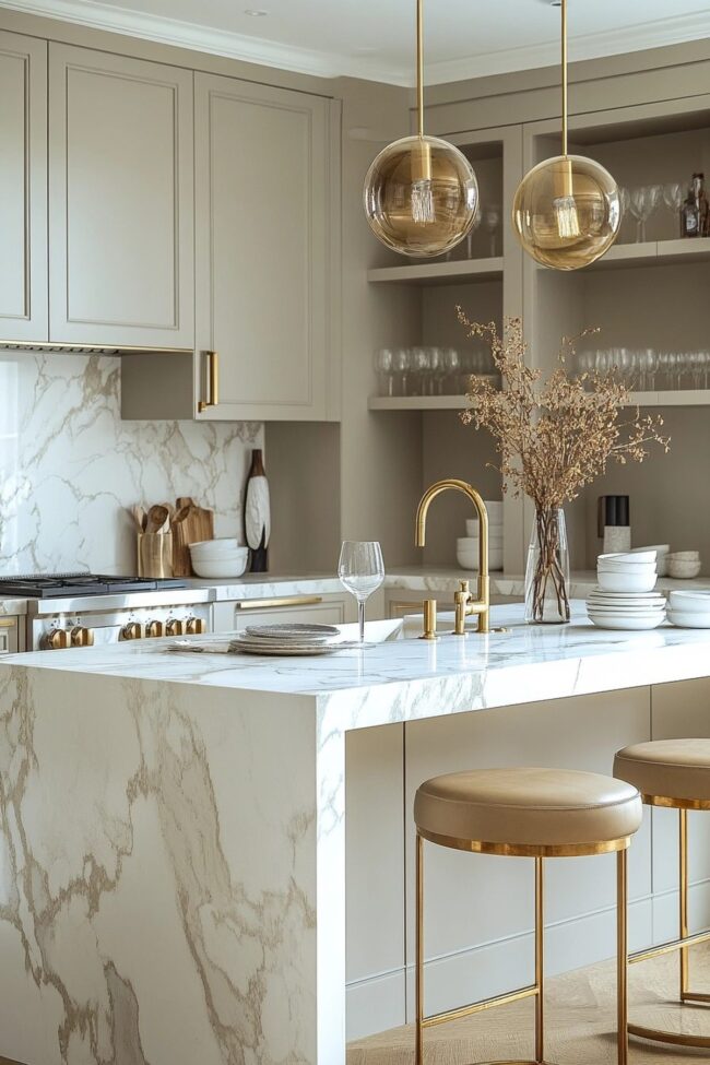 Chic Gold Details for Your Kitchen