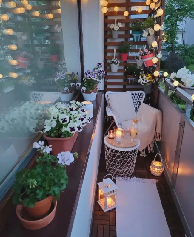 Romantic Evening Setting on the Balcony