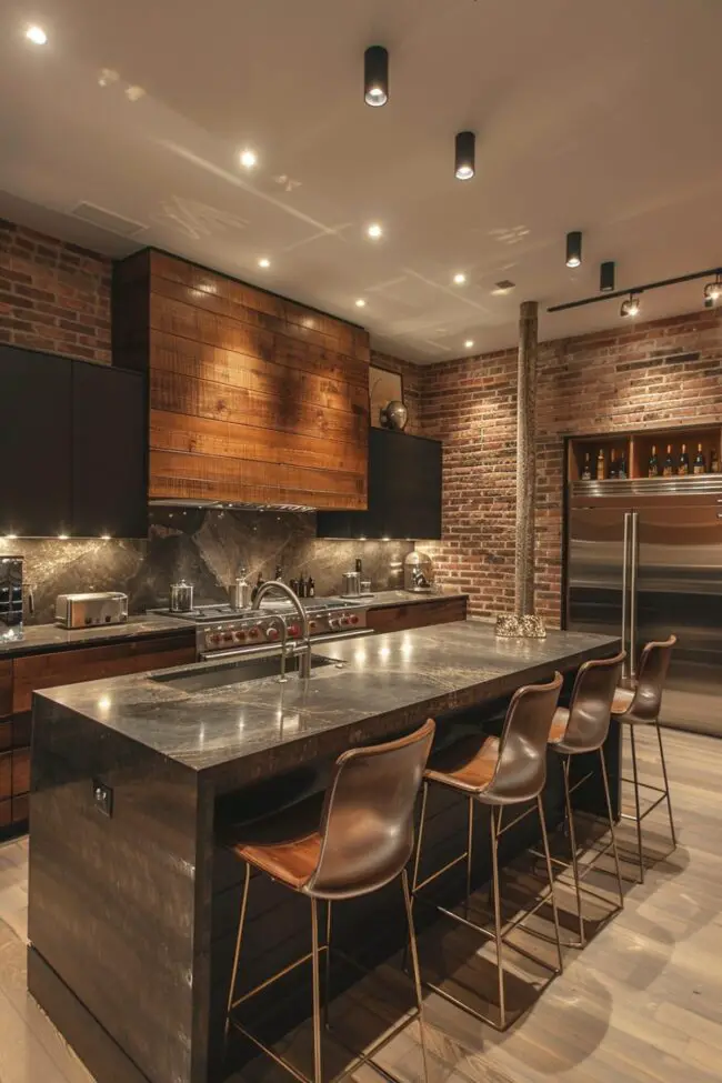 Chic Kitchens Featuring Exposed Brick