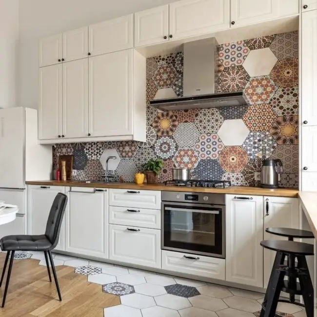 Eclectic Elegance with Hexagonal Tile Design