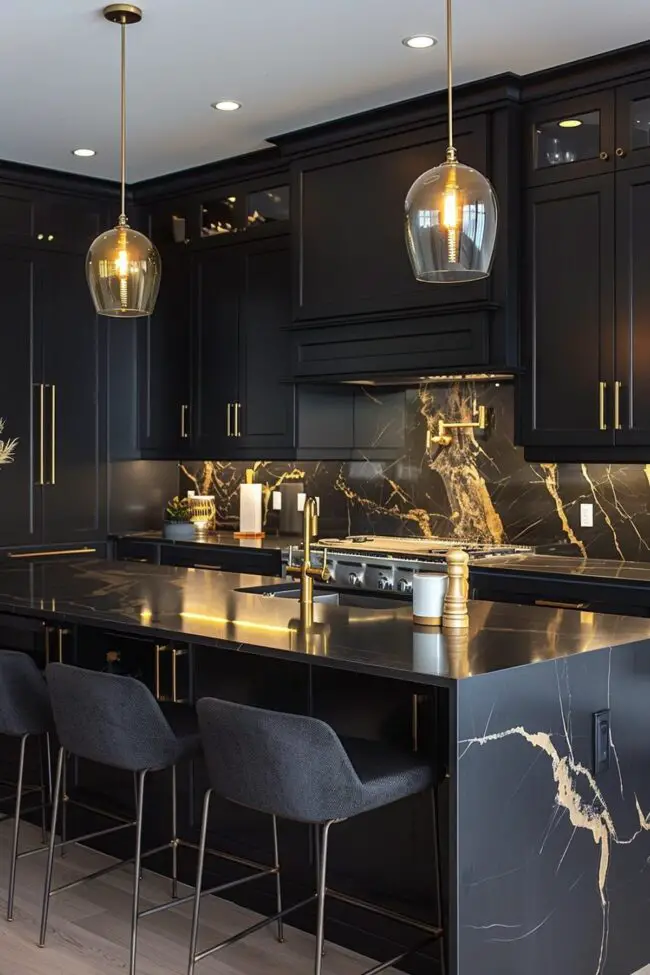 Chic Black and Gold Kitchen Designs