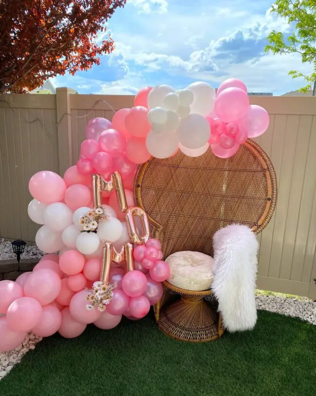 Charming Pink Balloon Setting with Seating