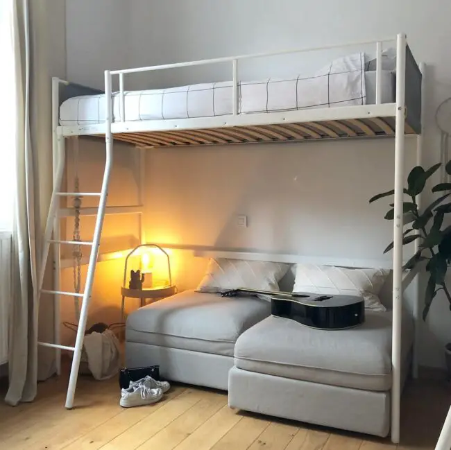 Modern Loft Bed with Sofa and Reading Nook