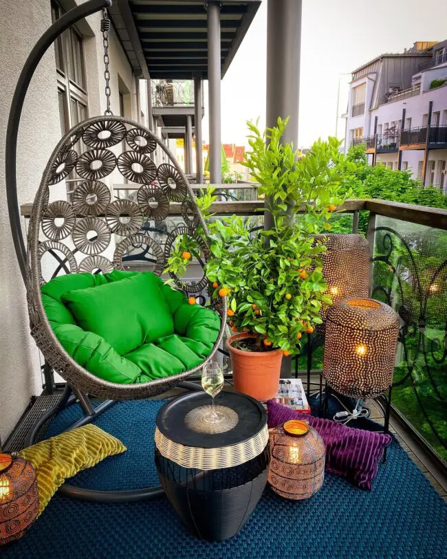 Modern Swing Chair on the Balcony