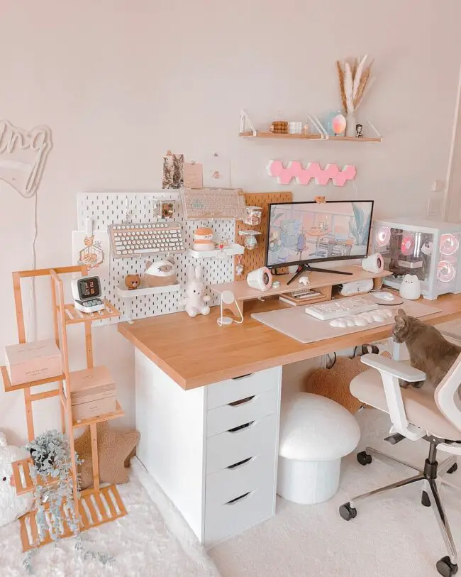 Pastel-Inspired Cozy Work Corner