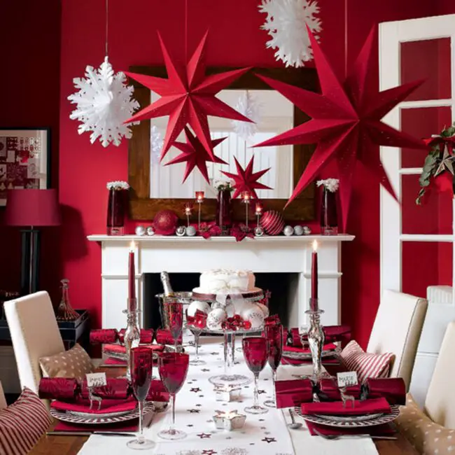 Festive Red and White Dining Decor