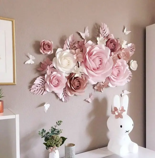 Delicate Pink Floral Mural for Rooms