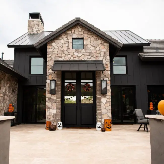 Bold Rustic Stonework with Dark Accents