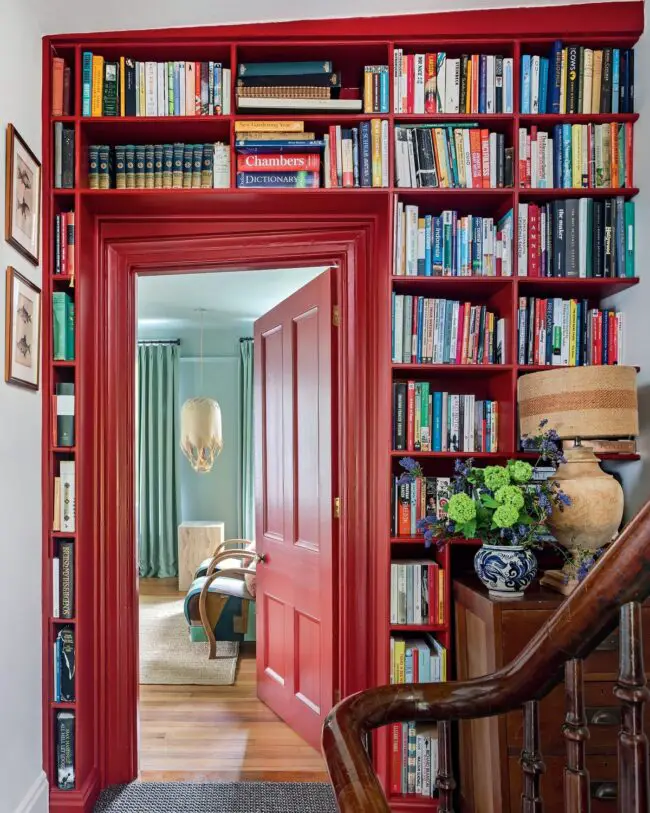 Striking Red Shelves Framing Your Space