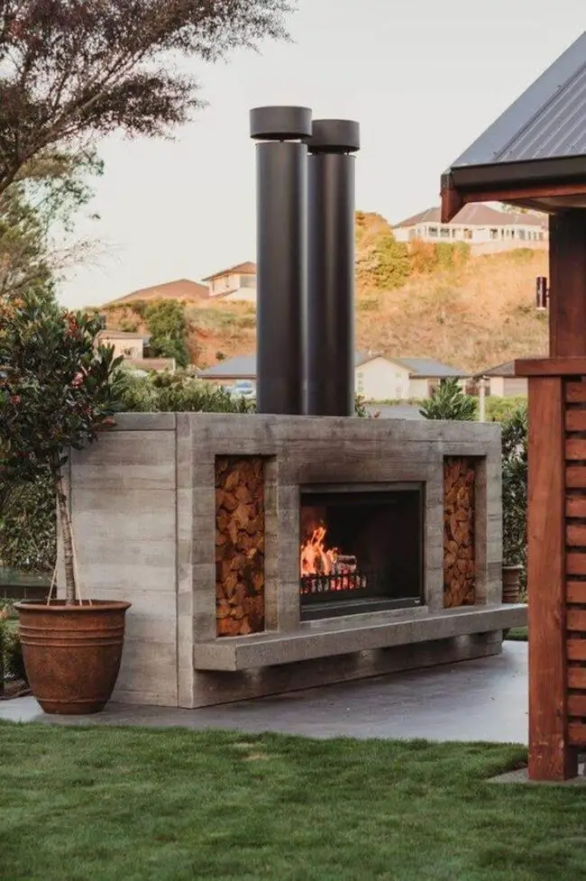 Sleek Contemporary Concrete Fireplace