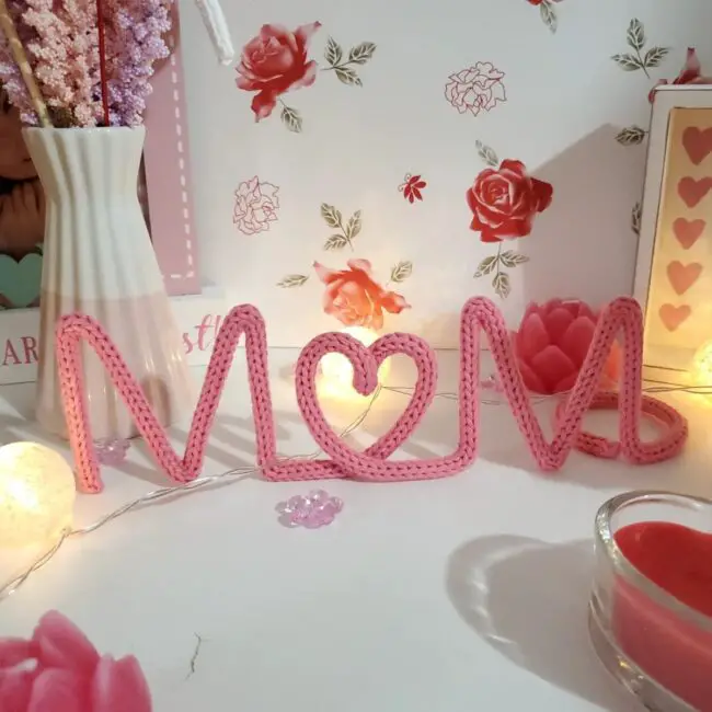 Unique Handcrafted Knitted MOM Decor