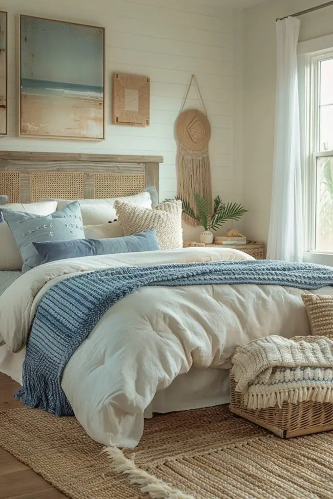 Coastal-Inspired Bohemian Bedroom Retreat