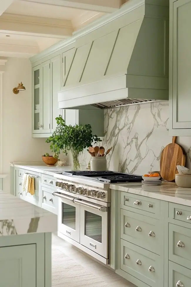 Gentle Celadon Shades for Kitchens