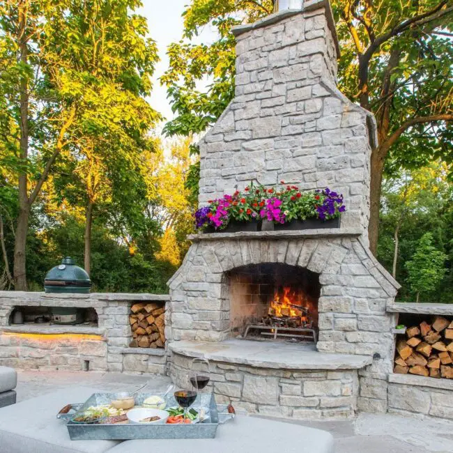 Traditional Stone Fireplace with a Modern Twist