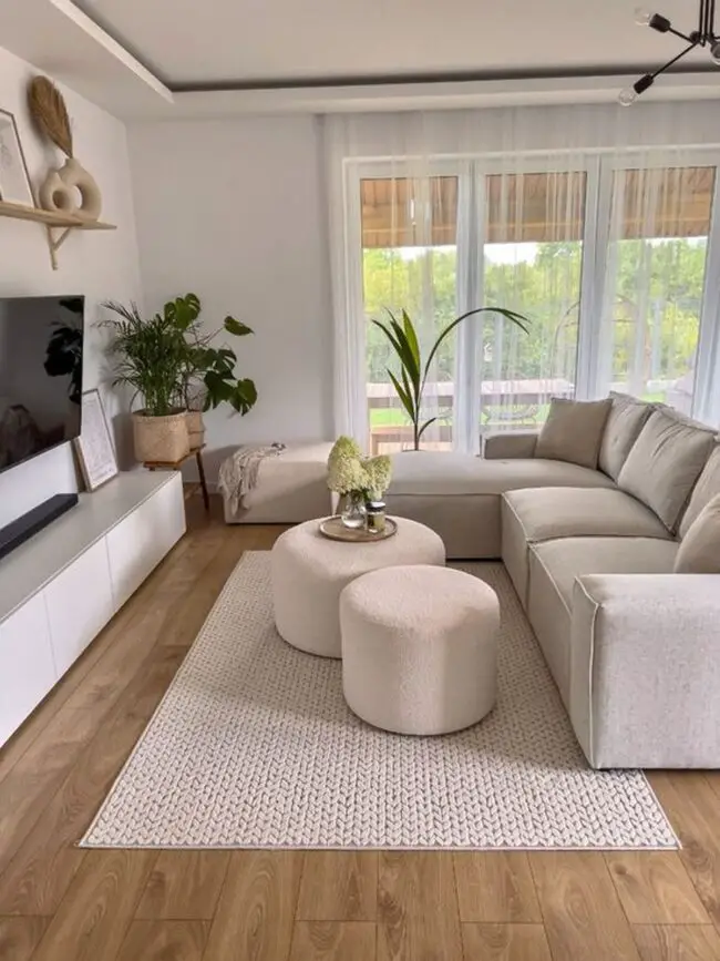 Open and Light-Filled Living Room with Natural Sunlight