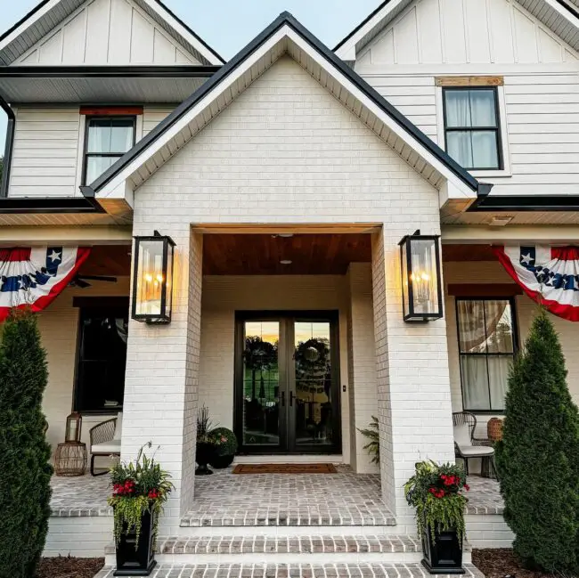 Brick Entry with Statement Lighting