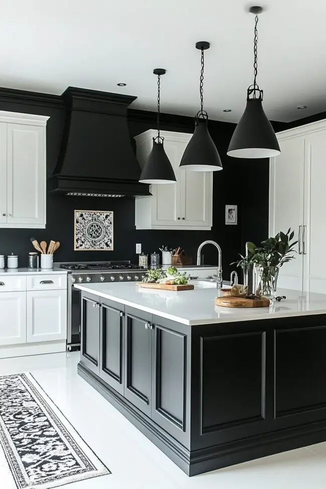 Striking Black and White Kitchen Design