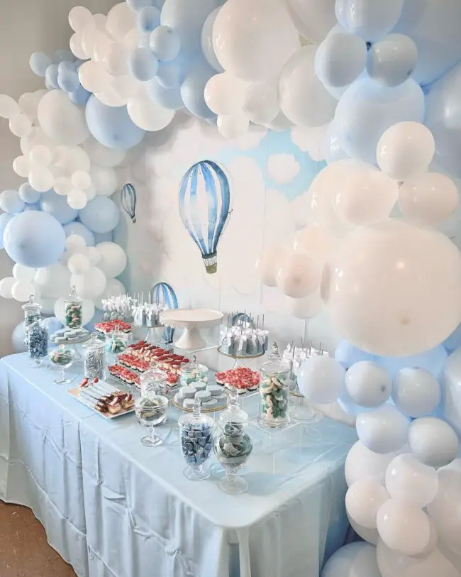 Sky Blue Balloon Theme with Sweet Treats