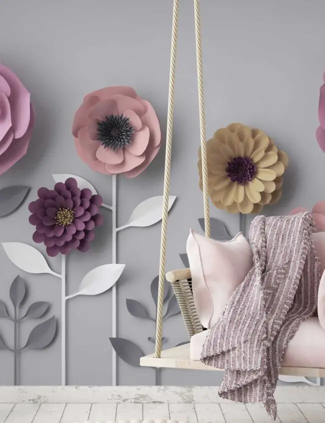 Expansive Floral Mural in Soft Tones