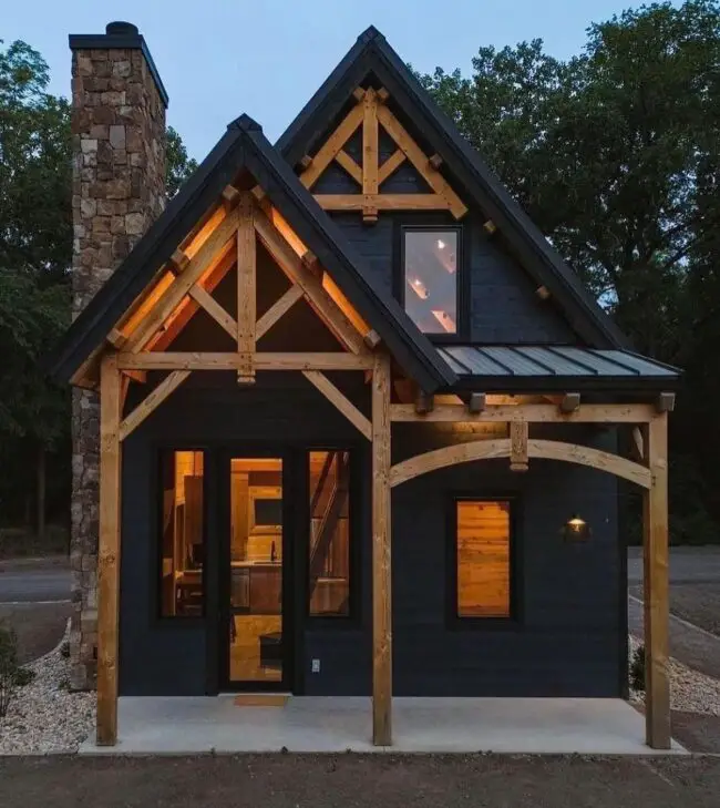 Timber Frame Cedar and Black Cabin