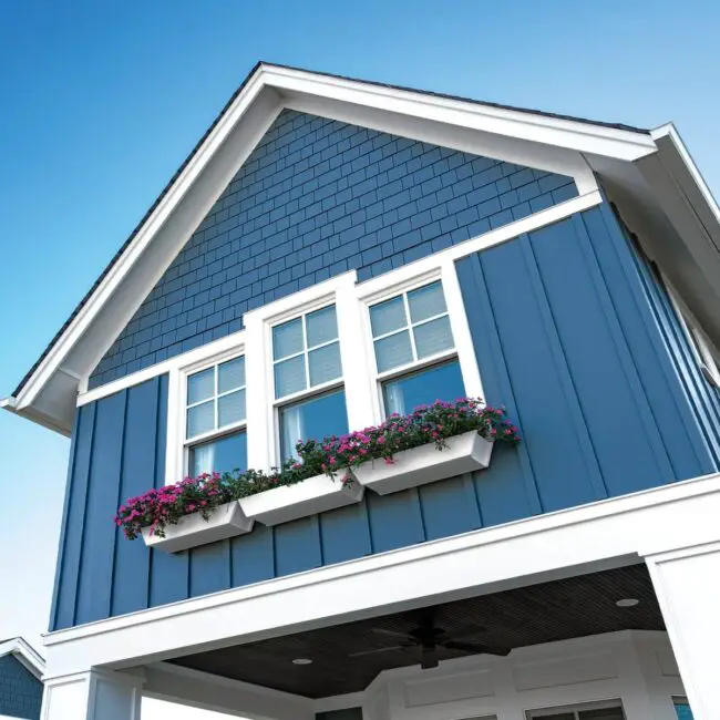 Bright Blue Siding with Shingle Detail